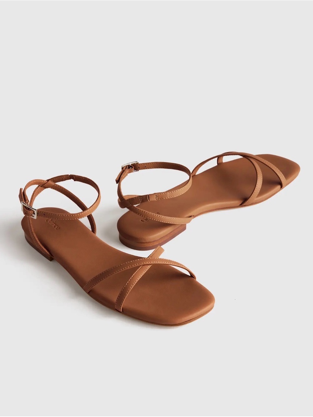 Quince Leather Ankle Strap Flat Sandals